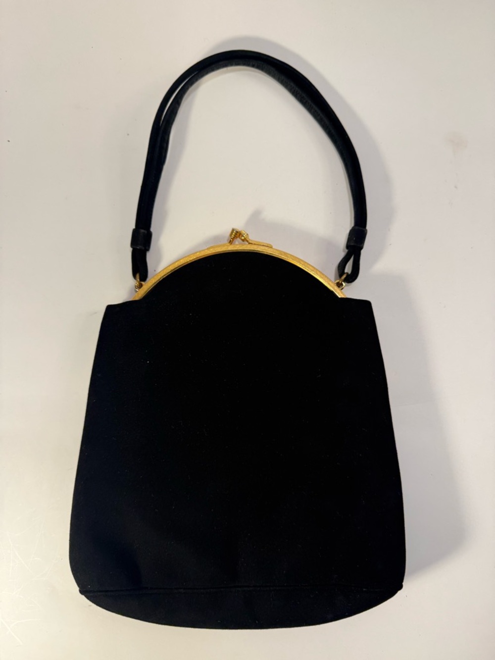 Classic Black Top-Handle Women's Bag with Gold Trim